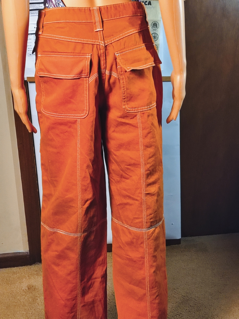Forever 21 Orange Straight Leg Cargo Pants Utility Y2K Women’s Size M - Picture 2 of 12